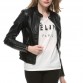 2018 Fashion Women Elegant Zipper Faux Leather Biker Jacket in Brown Black Slim Ladies Coat Casual brand Motorcycle Leather Coat