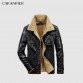 CARANFEIR Mens Leather Jackets Men Jacket PU Business Casual Plus Thick Warm Wide-Collared Winter Faux Biker Coats Windproof 3XL