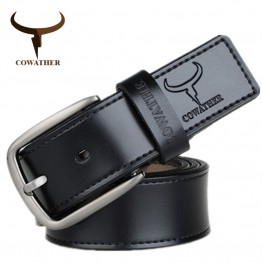 COWATHER fashion design cow genuine leather 2017 new men belts good quality male belt for men newest pin buckle XF013