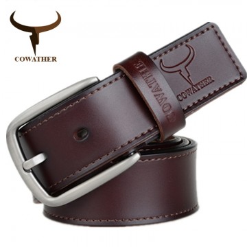 COWATHER fashion design cow genuine leather 2017 new men belts good quality male belt for men newest pin buckle XF01332714250708