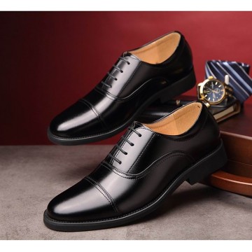 ERRFC New Designer Men Black Formal Shoes Fashion Pointed Toe Lace Up PU Leather Shoes Fashion Business Leisure Shoes Man 38-4432860542844