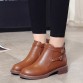 Lucyever Thick Heels Martin Boots Soft Leather Ankle Shoes Vintage Casual Shoes Woman Brand Design Retro Women Boots Black Brown