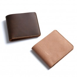 Men Geniune Leather Wallets Retro Short Male Purse Designer Wallet Men High Quality Handmade Leather Goods Prices Dollar