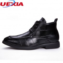 UEXIA Pointed Toe Microfiber Formal Business Dress High Top Crocodile Pattern Oxfords Boots For Men Designer Luxury Men Shoes